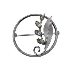 Vintage Silver Tone Signed Kremetz Leaf Brooch